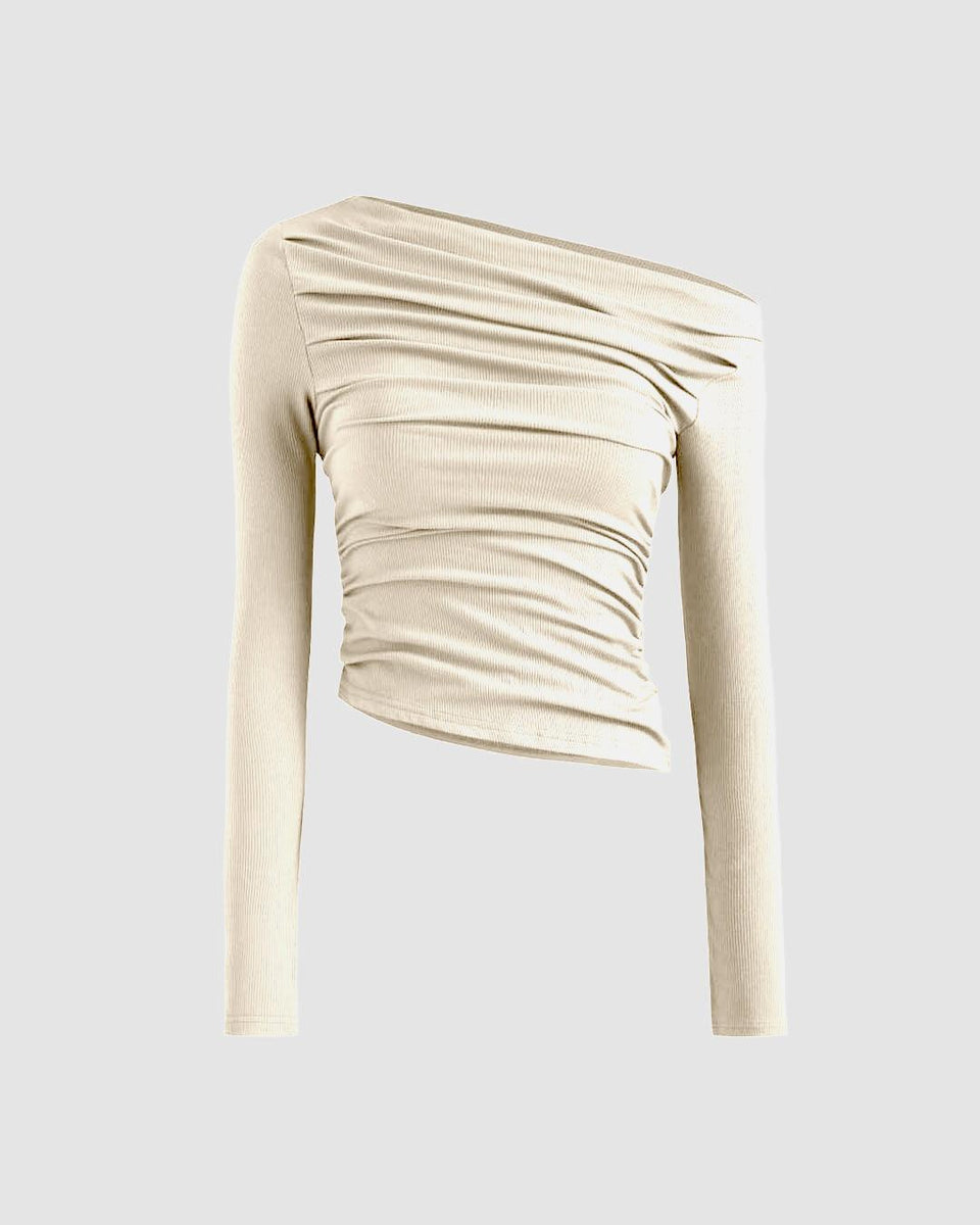 Apricot Long Sleeve Plain Top main image 0