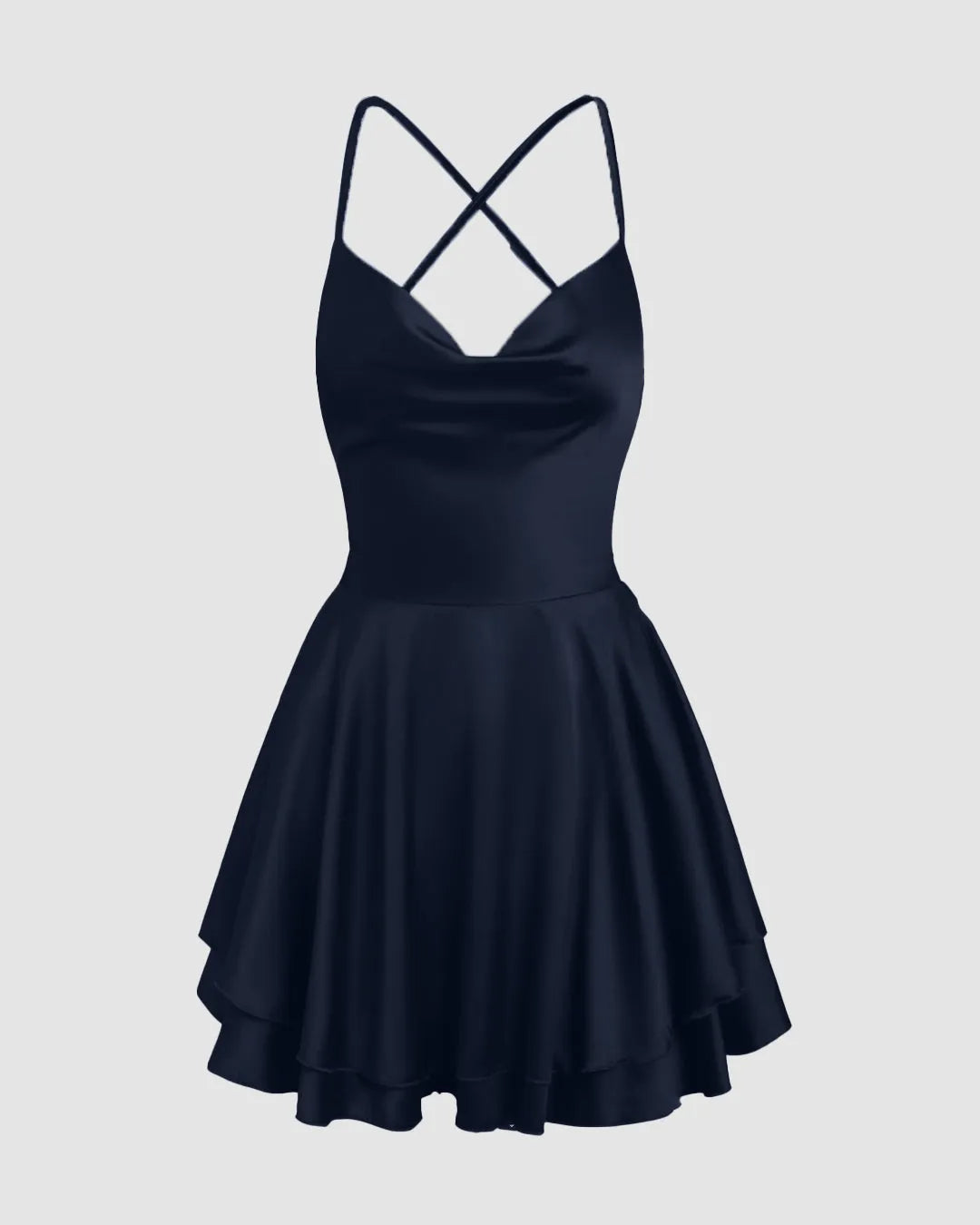 Solid Color Cowl Neck Cross Backless Dress - Littlebox India Solid Color Cowl Neck Cross Backless Dress - Littlebox India