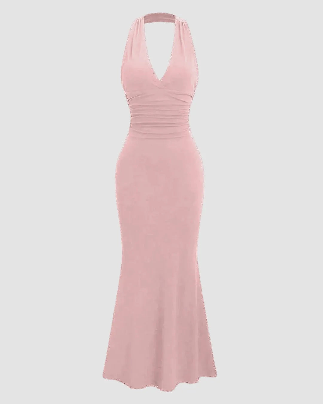 Halter Backless Dusty Pink Mermaid Dress - Littlebox India Halter Backless Dusty Pink Mermaid Dress - Littlebox India