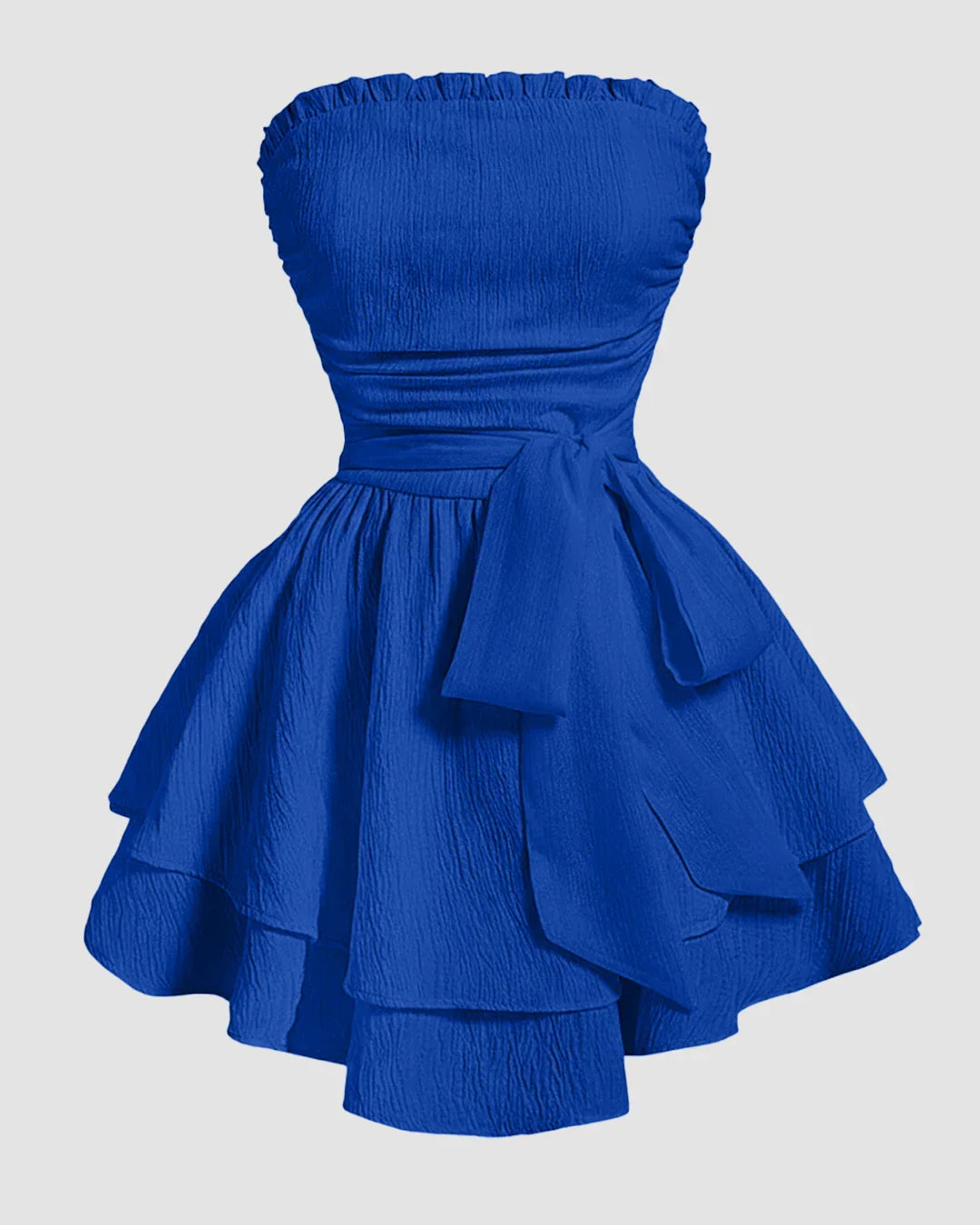 Royal Blue Strapless Dress with Waist Belt  Littlebox India