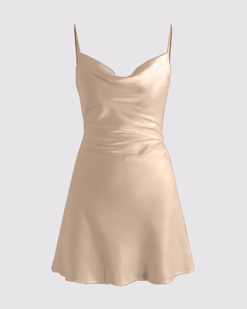 solid satin cowl neck cami mini dress Buy Cider Solid Satin Cowl Neck Cami Mini Dress (Set Of 2) Online