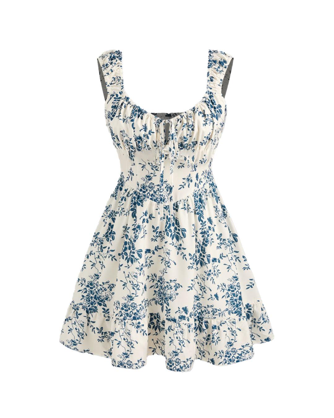 Sweetheart Neckline Floral Knotted Mini Dress Sweetheart Neckline Floral Knotted Mini Dress