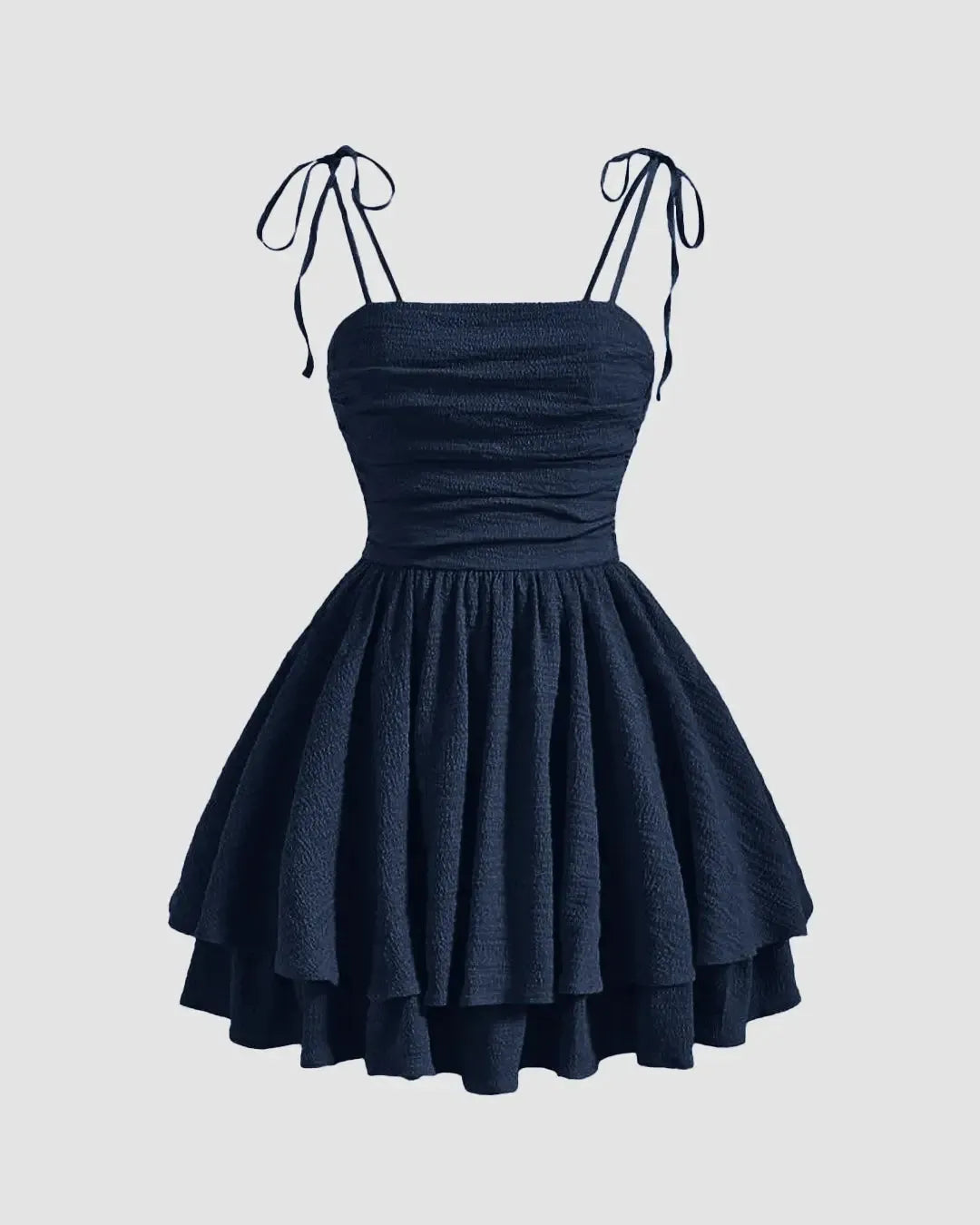 Layered Ruched Cami Dress In Navy Blue - Littlebox India Layered Ruched Cami Dress In Navy Blue - Littlebox India
