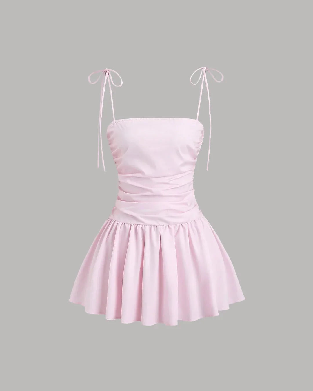 green emerald velvet dress Ruched Fit & Flare Mini Dress in Baby Pink