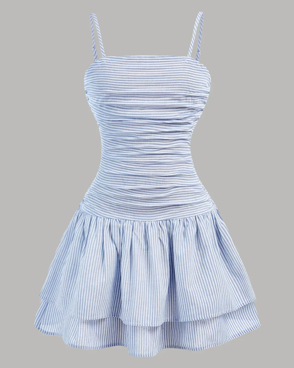 Ruffle Layered Cami Mini Dress with Bow Belt main image 0