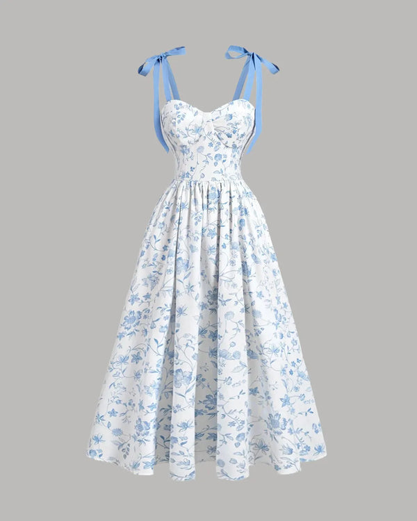 Aila Stripe Floral Patchwork Tied Mini Dress main image 0