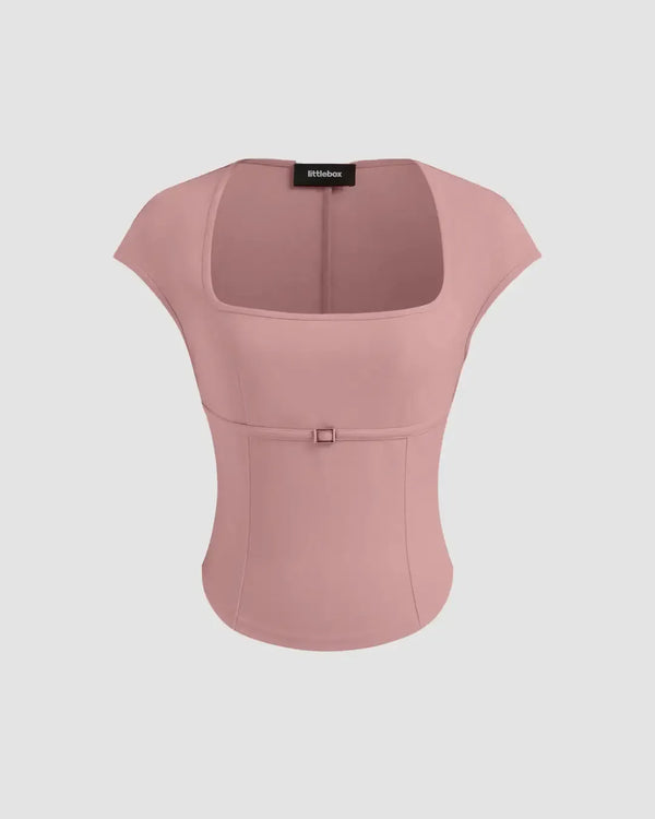 Long Sleeve Stretch V-neck Top Rose Pink main image 0