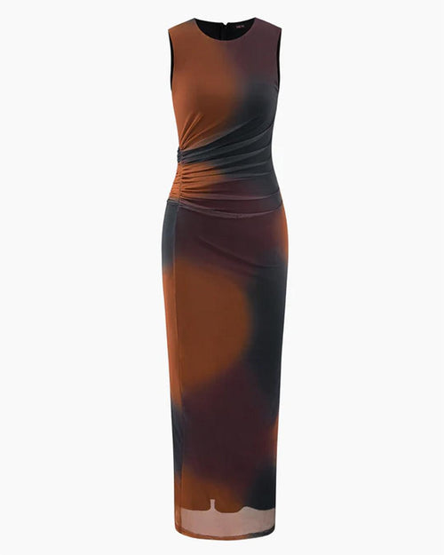 Sleeveless maxi dress featuring a gathered waist for a flattering silhouette