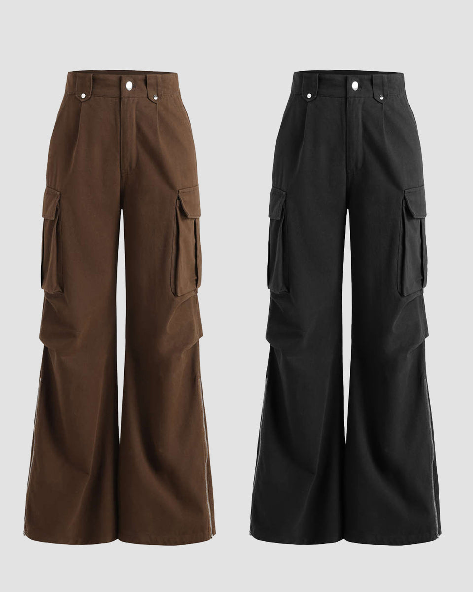 Combo : Y2K Baggy Fit Women Cargo In Brown & Black