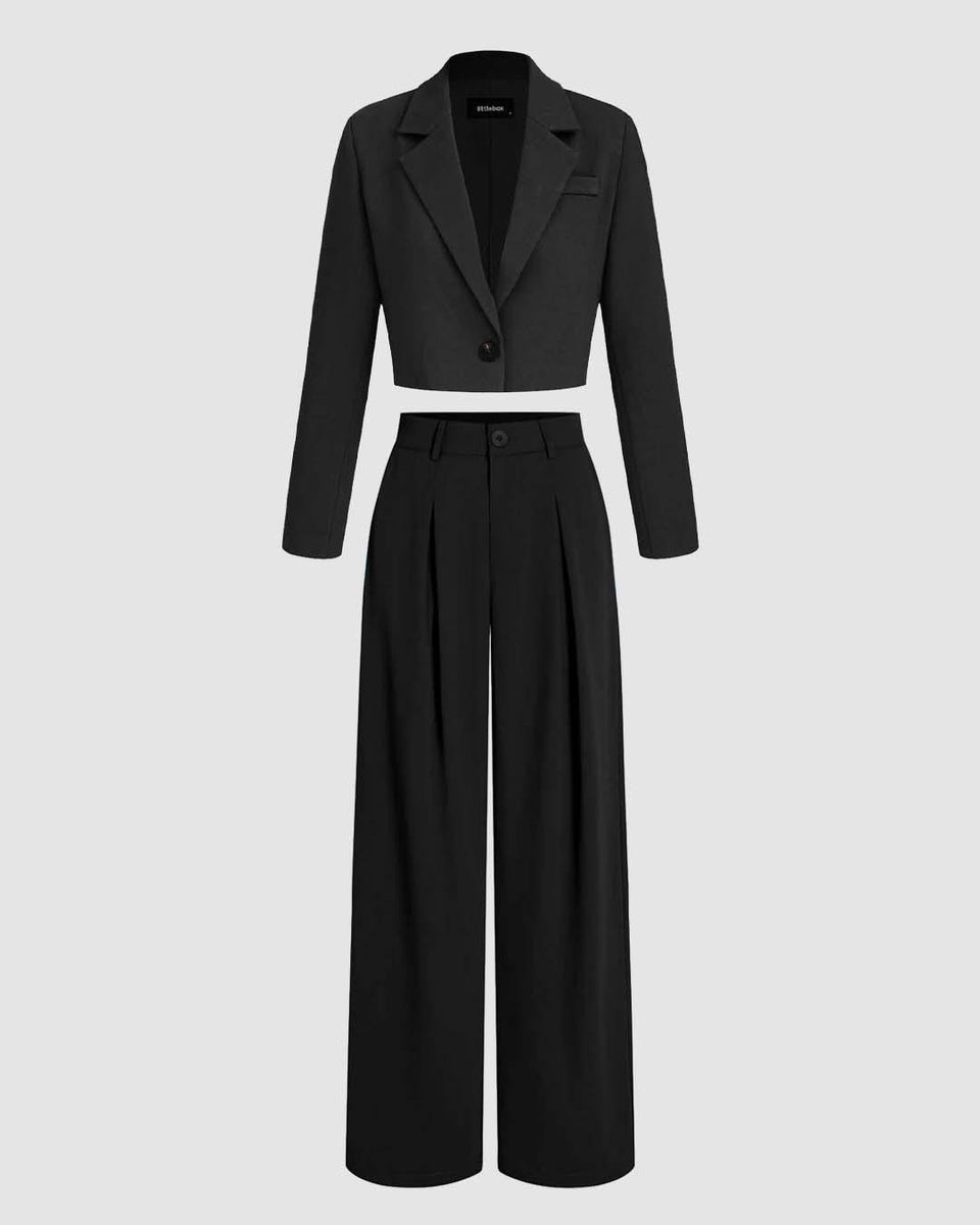 Matching Set of Diva Blazer With Trouser In Black Littlebox India