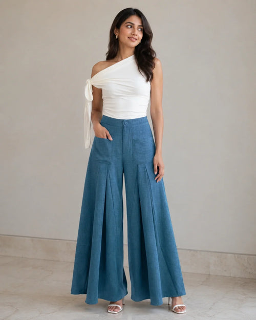 Ice Blue Bowknot Maxi Dress - Littlebox India