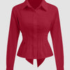 Fitted Collared Button Down Shirt in Cherry