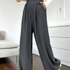 High-Rise Wide-Leg Trousers with Pockets in Dark Grey