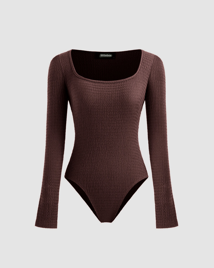 long sleeve bodysuit in chocolate brown