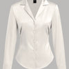 Satin Button Down Full Sleeve Shirt with Classic Collar in Cream