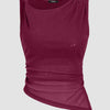 Maroon Ruched Side Asymmetric Hem Tank Top