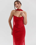 Strapless Corset Top & Stretch Mermaid Skirt  In Red