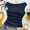 Asymmetrical Side Knot Sleeveless Top in Blue