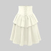 Solid Color Criss Cross Strap Ruffle Skirt In Cream