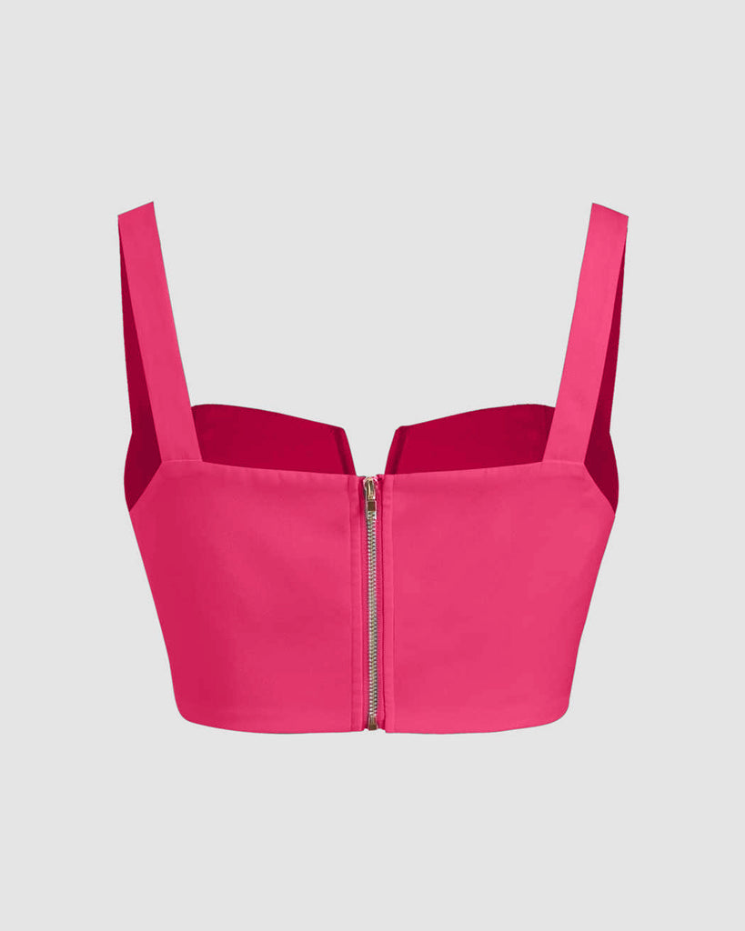 Back view of pink top with zipper