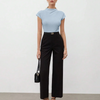 Mock Neck Cap Sleeve Fitted Top in Ice Blue