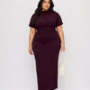 Ruched Boat Neck Dress Curve and Plus in Deep Wine