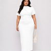 Ruched Boat Neck Dress Curve and Plus in Classic White