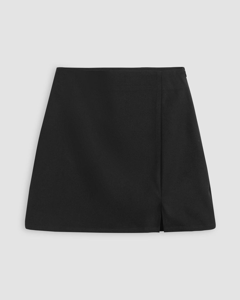 Solid Mini Skirt In Black