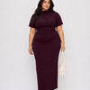 Ruched Boat Neck Dress Curve and Plus in Deep Wine