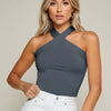 Grey Halter Neck Top for Women