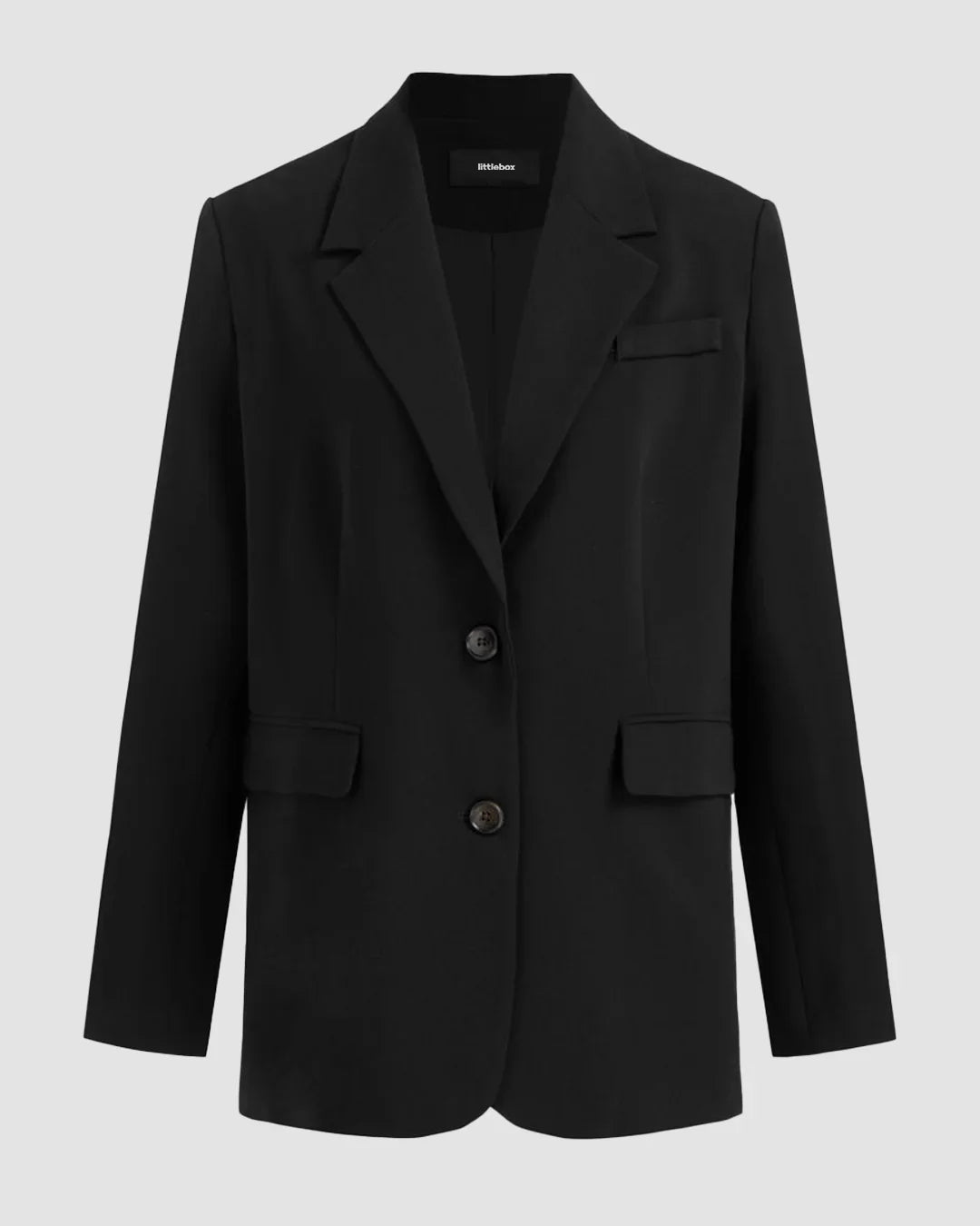 Black Front Button Full Sleeve Blazer