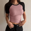 Dusty Pink Round Neck Short Sleeve Fitted Top