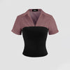 Casual Slim Fit Straight Hem Solid Short Sleeve Crop Top