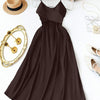 Solid Color Satin Spaghetti Strap Bowknot Elegant Dress Curve & Plus in Coffee