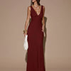 Deep V-Neck Sleeveless Backless Tie Maxi Dress in Red