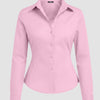 Collar Striped Long Sleeve Shirt in Pink