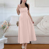 Square Neck Sleeveless Sundress Midi Dress in Powder Pink
