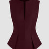 Half Zip Pleated Top in Maroon