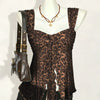 Sweetheart Neck Slim Fit Straight Hem Sleeveless Leopard Print Top