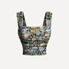 Square Neck Slim Fit Straight Hem Floral Print Sleeveless Crop Top