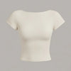 Minimalist Backless Short Sleeve Crop Top in Milky White