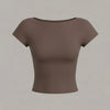 Minimalist Backless Short Sleeve Crop Top in Coca