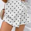 A-Line Fit Flared Hem Printed Mini Skirt in White