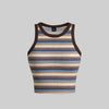 Round Neck Striped Pattern Sleeveless Tank Top