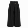 Mid Rise Metal Detail Pleated Wide Leg Trousers Curve & Plus in Black