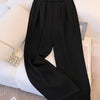 High-Waisted Wide-Leg Tailored Trousers in Black