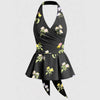 Floral Slim fit Halter Neck Sleeveless Slit Midi dress in Black