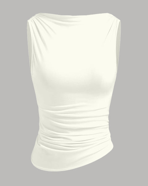Backless Knotty Tank Top in Milky White