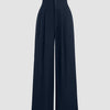 Solid Color Stylish Casual Long Pants in Navy Blue
