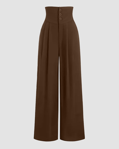 Solid Color Stylish Casual Long Pants in Brown